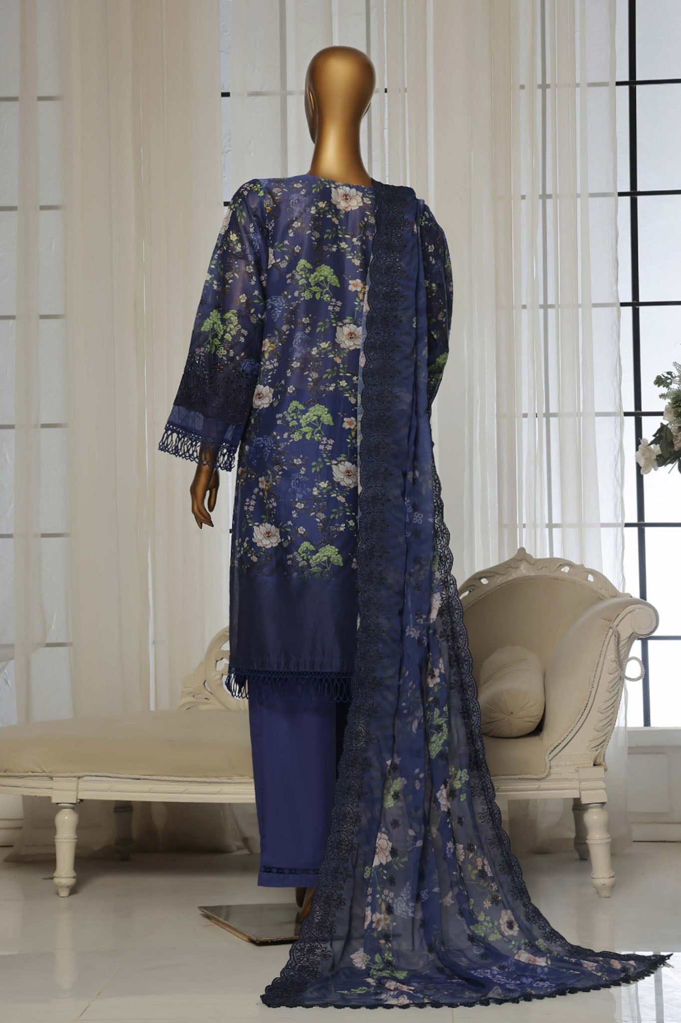 Laser Fusion By Sada Bahar Stitched 3 Piece Chikankari Collection'2025-CKP-Blue