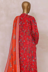 Sada Bahar Stitched 3 Piece Emb Cutwork Khaddar Collection'2023-CW-7872-Red