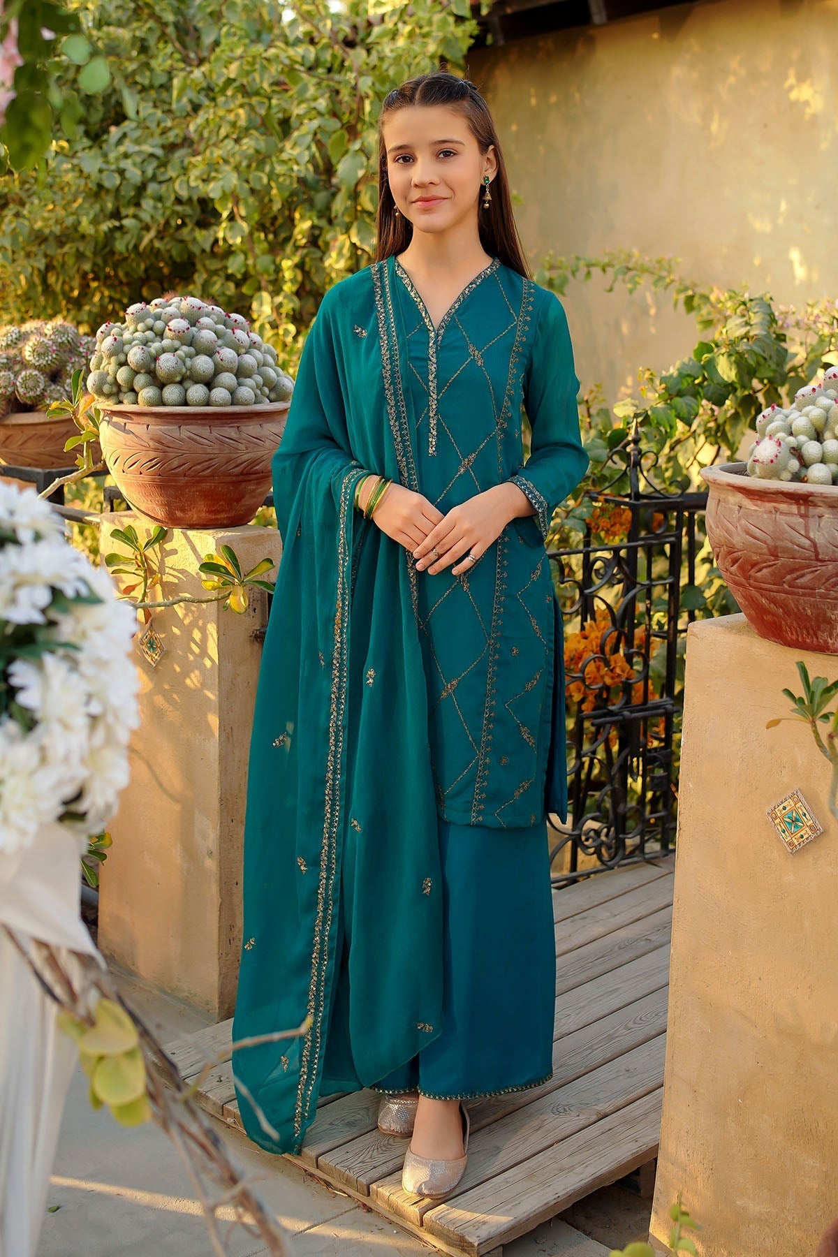 Chiffon Embroidered 3 Pc Suit - Latest Eid dress designs for 2024-25. 