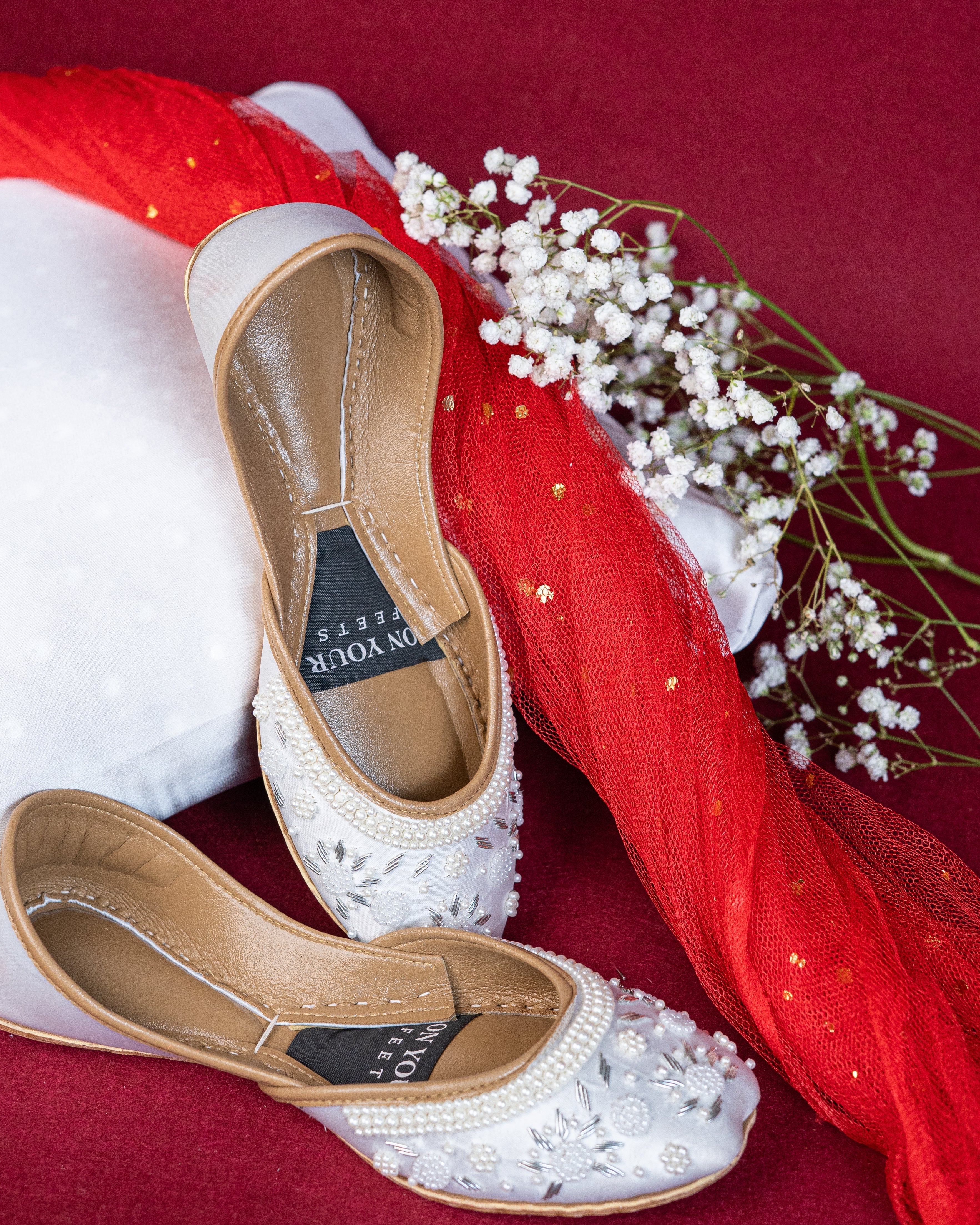 On Your Feets Emb Khussa-Snow flake (White)