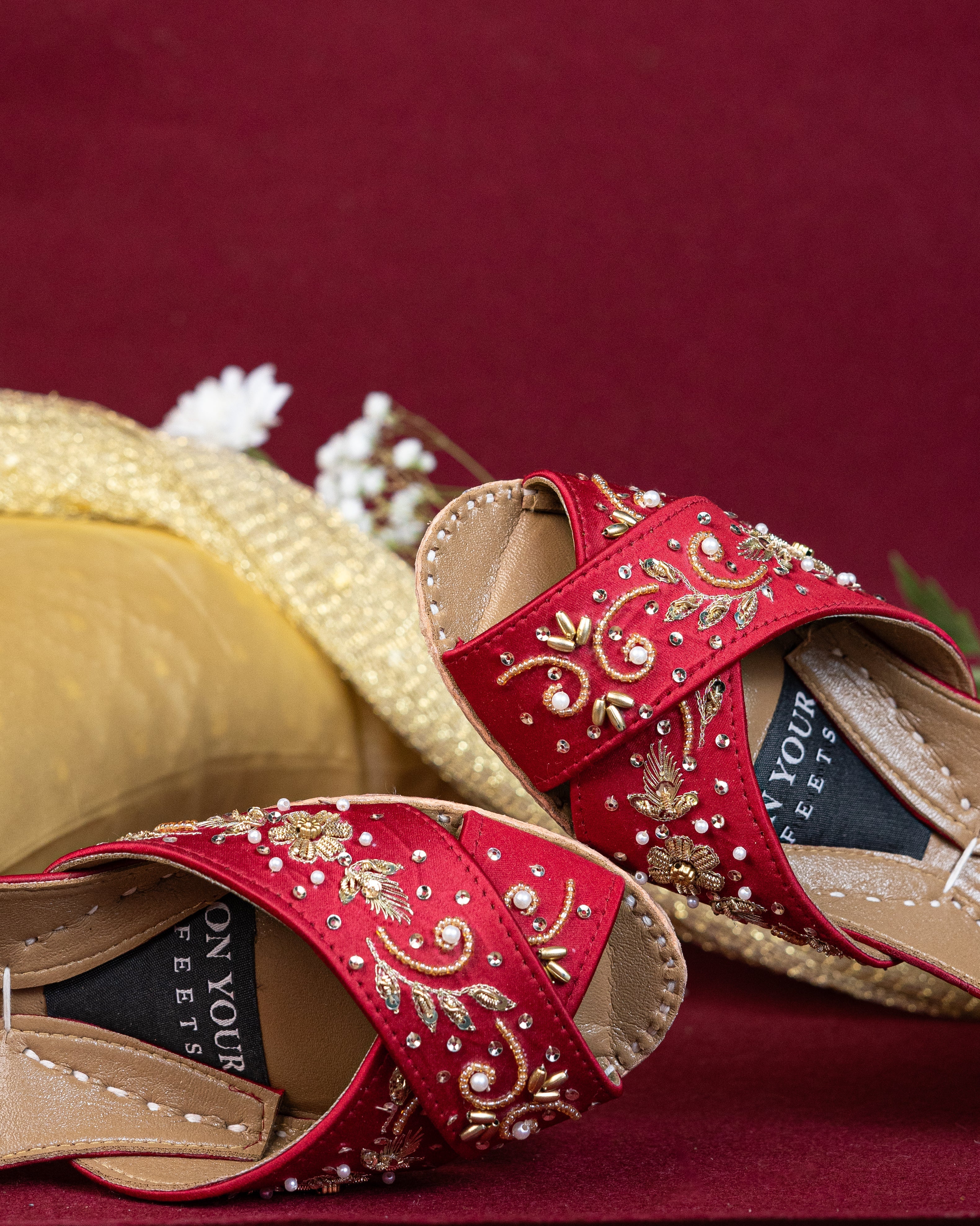 On Your Feets Emb Khussa-Royal Red