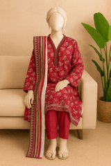 Almeerah Unstitched 3 Piece Luxe Summer Collection'2025-Crimson Bloom Elegance