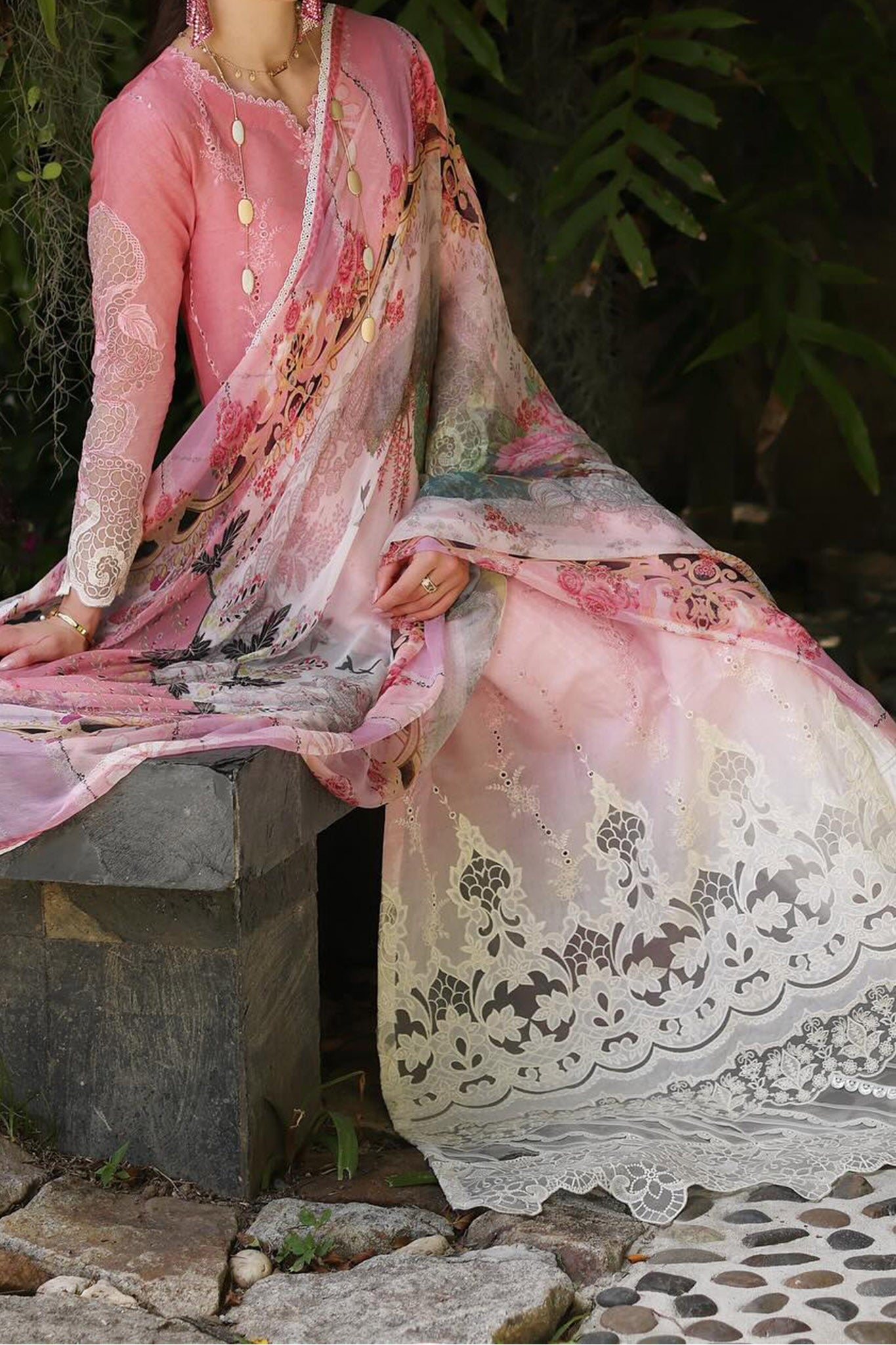 Noor By Saadia Asad Unstitched 3 Piece Luxury Chikankari Lawn'2024-D-01-A