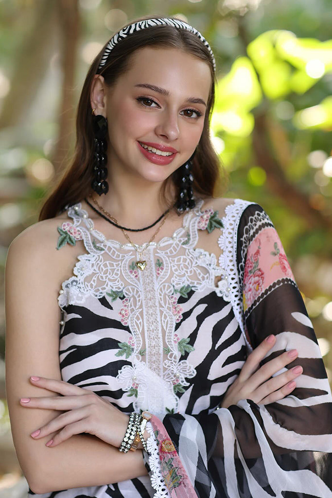Noor By Saadia Asad Unstitched 3 Piece Eid Luxe Printedkari Collection-01-B