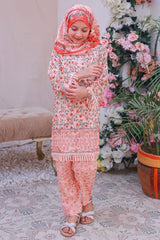 Shifa Girls By Suntex Stitched 3 Piece Emb Lacekaari Cutwork Collection'2025-SH-2508-Peach
