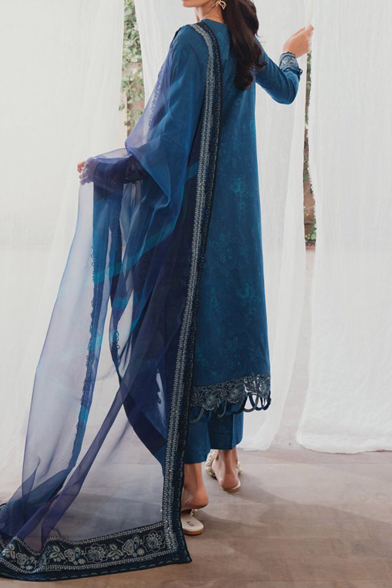Farozaan By Xenia Unstitched 3 Piece Emb Printed Lawn Collection'2024-D-01-Taslima