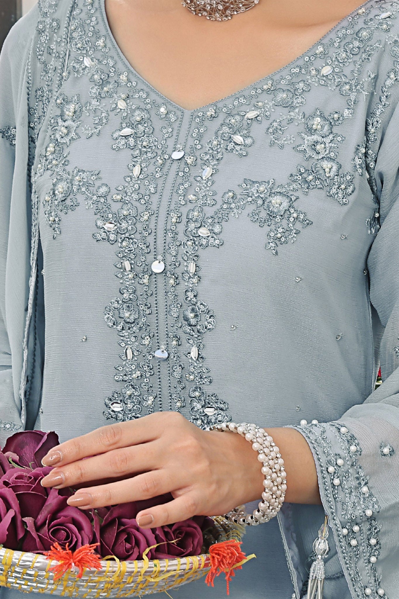 Florum By Soghat Unstitched 3 Piece Luxury Formals Handwork Chiffon Collection'2024-D-01