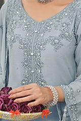 Florum By Soghat Unstitched 3 Piece Luxury Formals Handwork Chiffon Collection'2024-D-01