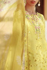 Noor Saadia Asad Unstitched 3 Piece Eid Handwork Laserkari Emb Lawn Collection'2024-D-01