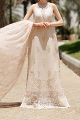 Noor Saadia Asad Unstitched 3 Piece Eid Handwork Laserkari Emb Lawn Collection'2024-D-02