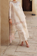 Noor Saadia Asad Unstitched 3 Piece Eid Handwork Laserkari Emb Lawn Collection'2024-D-02