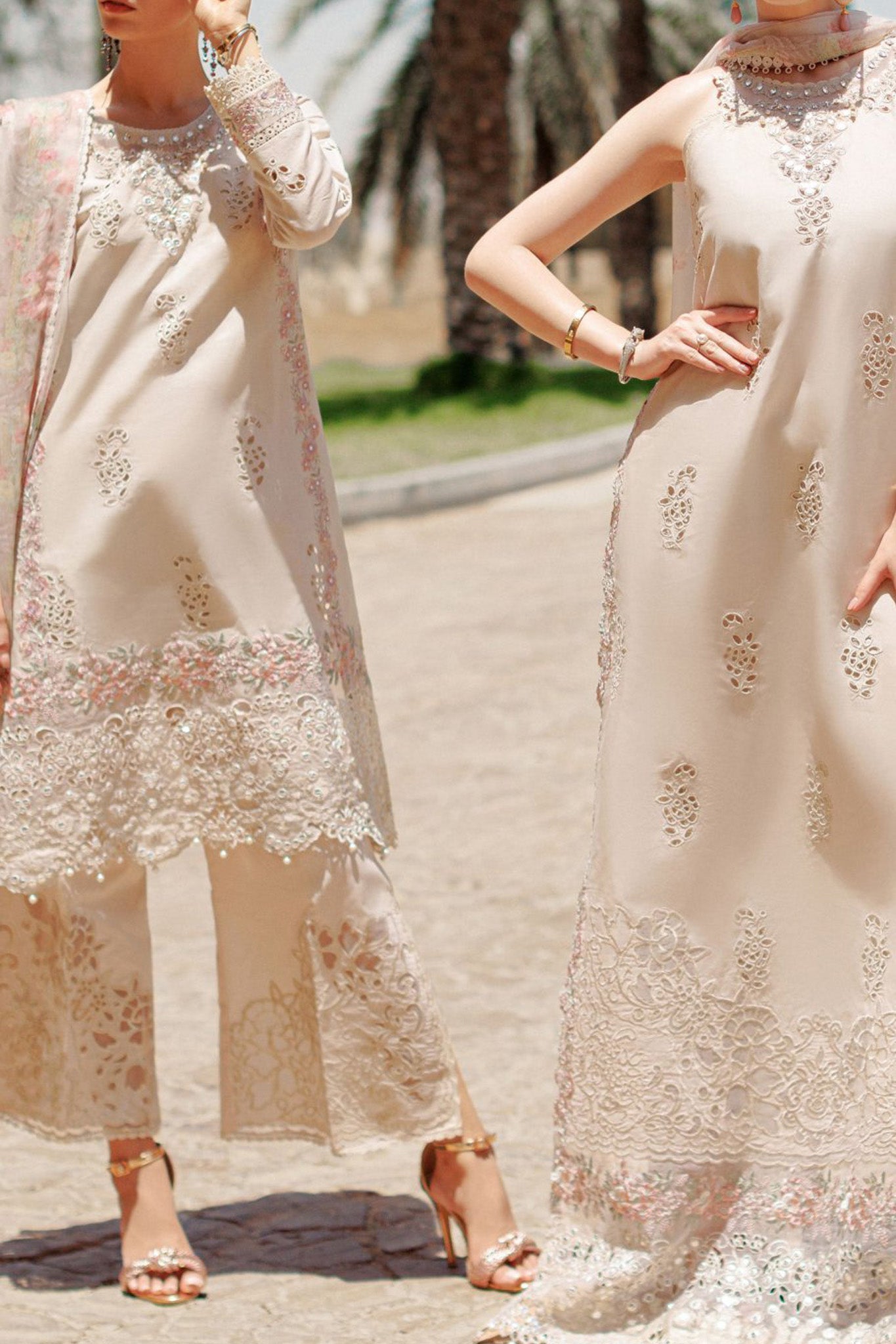 Noor Saadia Asad Unstitched 3 Piece Eid Handwork Laserkari Emb Lawn Collection'2024-D-02