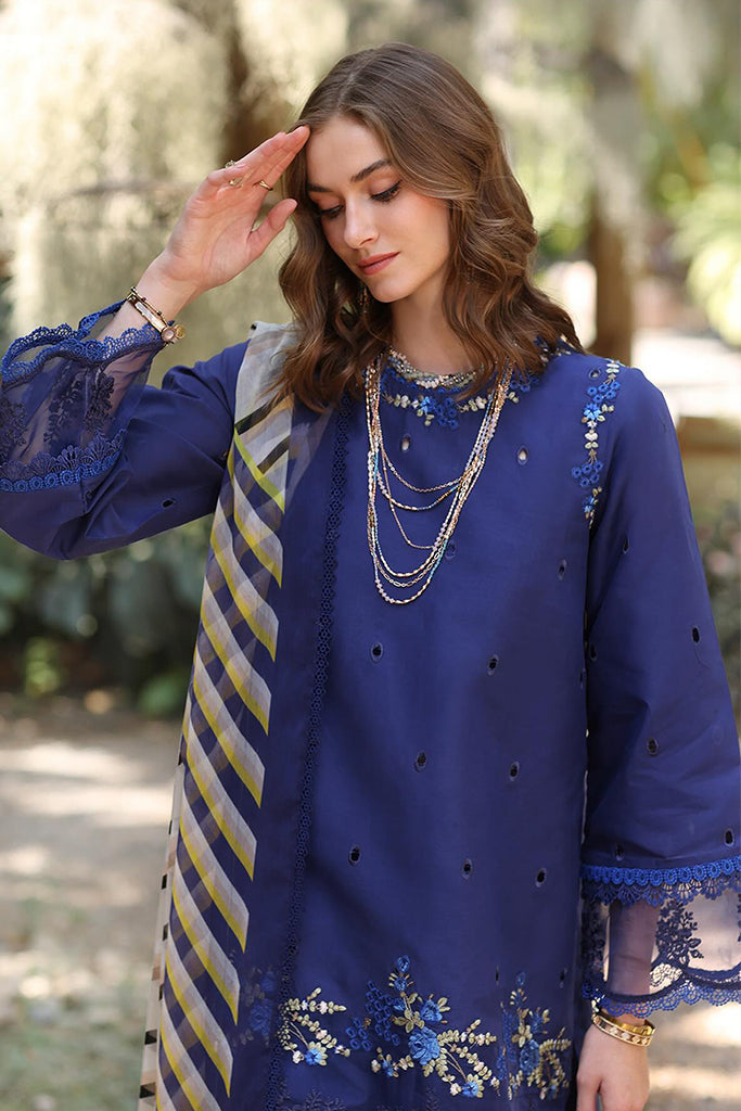 Noor By Saadia Asad Unstitched 3 Piece Eid Luxe Printedkari Collection-03-A