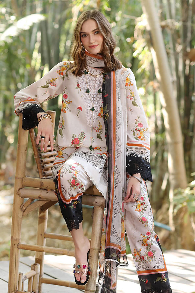 Noor By Saadia Asad Unstitched 3 Piece Eid Luxe Printedkari Collection-04-B