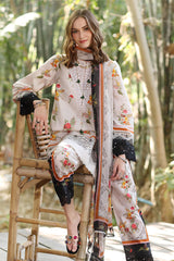 Noor By Saadia Asad Unstitched 3 Piece Eid Luxe Printedkari Collection-04-B