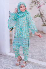 Shifa Girls By Suntex Stitched 3 Piece Emb Lacekaari Cutwork Collection'2025-SH-2511-Sky Blue