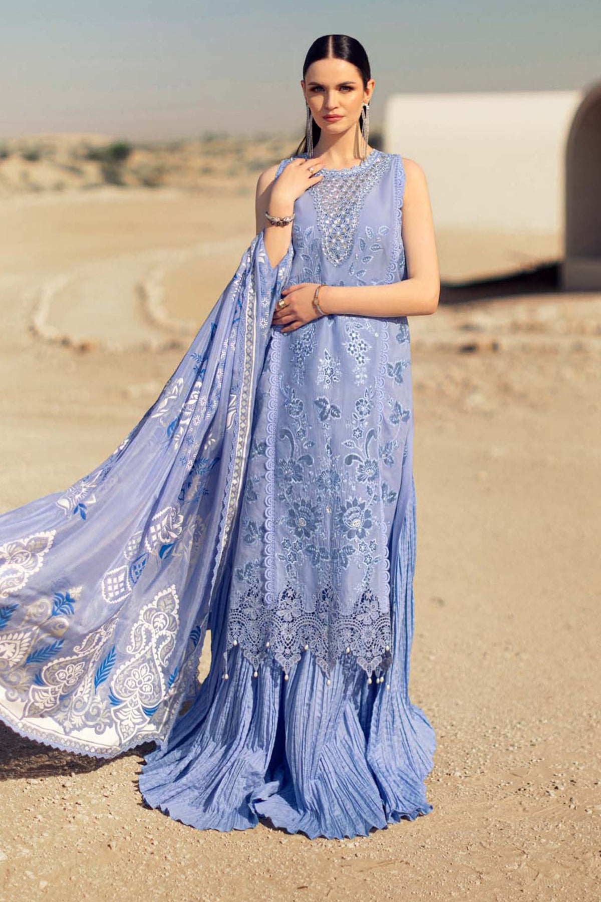 Noor Saadia Asad Unstitched 3 Piece Eid Handwork Laserkari Emb Lawn Collection'2024-D-04