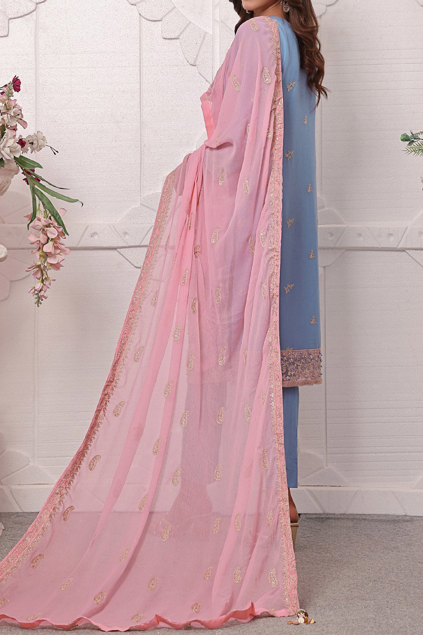 Florum By Soghat Unstitched 3 Piece Luxury Formals Handwork Chiffon Collection'2024-D-04