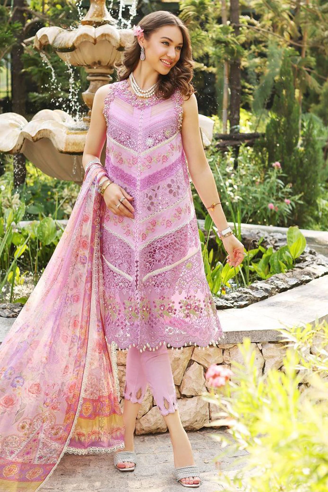 Noor by Saadia Asad Unstitched 3 Piece Handwork Laserkari Eid Lawn Collection'2023-D-05