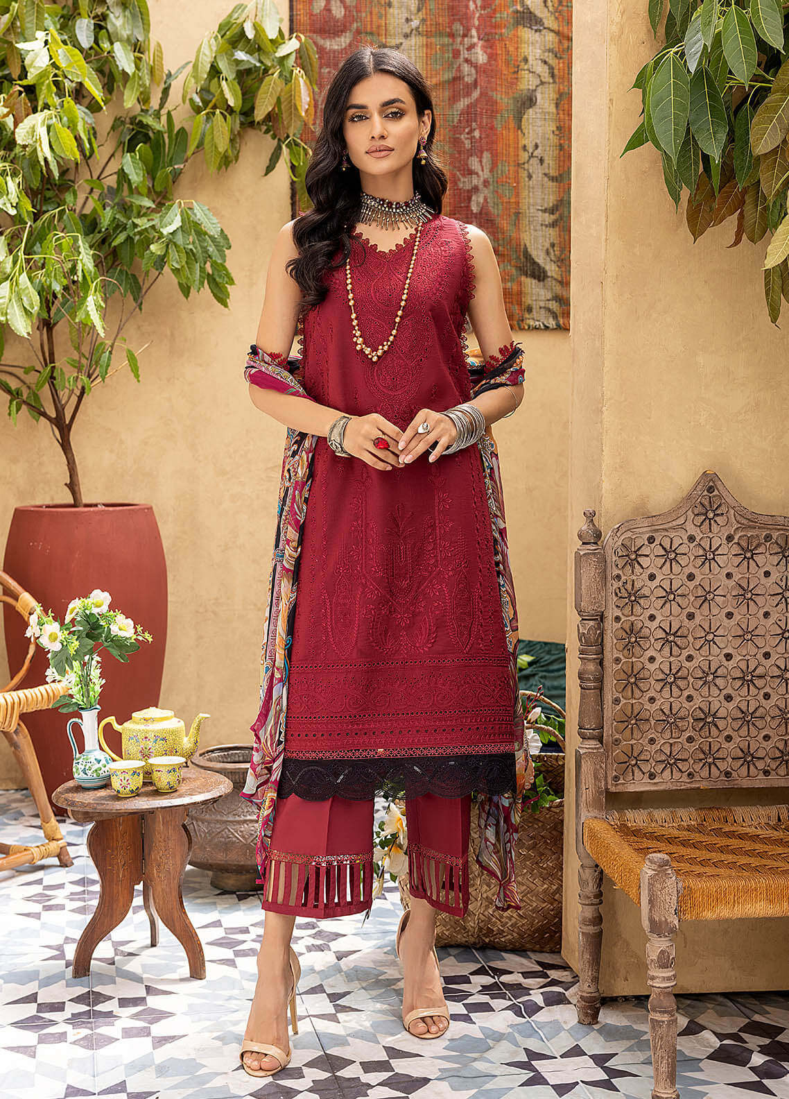 Kastoori by Awwal Unstitched 3 Piece Emb Chikankari Collection'2023-D-05-Parkle