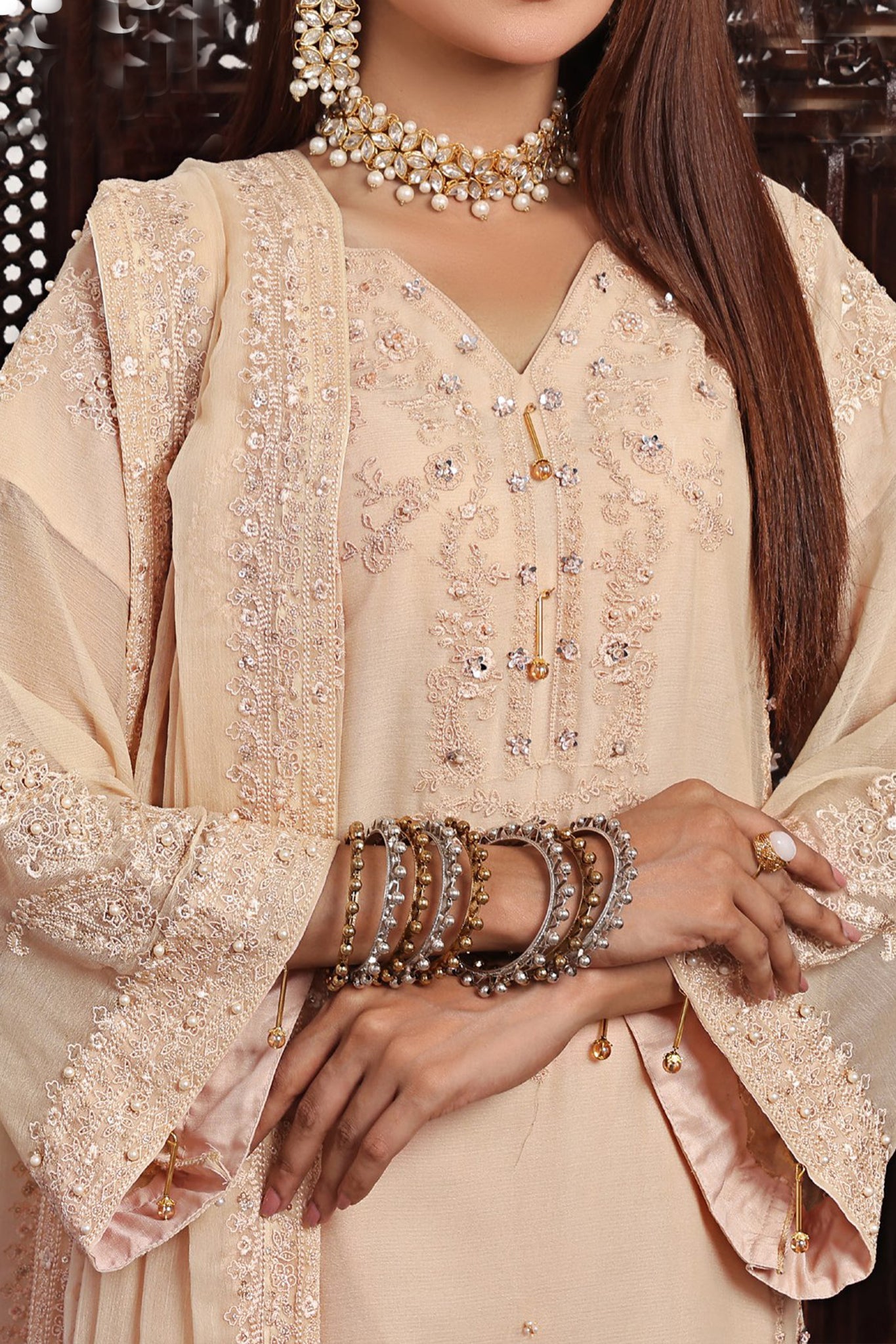 Florum By Soghat Unstitched 3 Piece Luxury Formals Handwork Chiffon Collection'2024-D-06