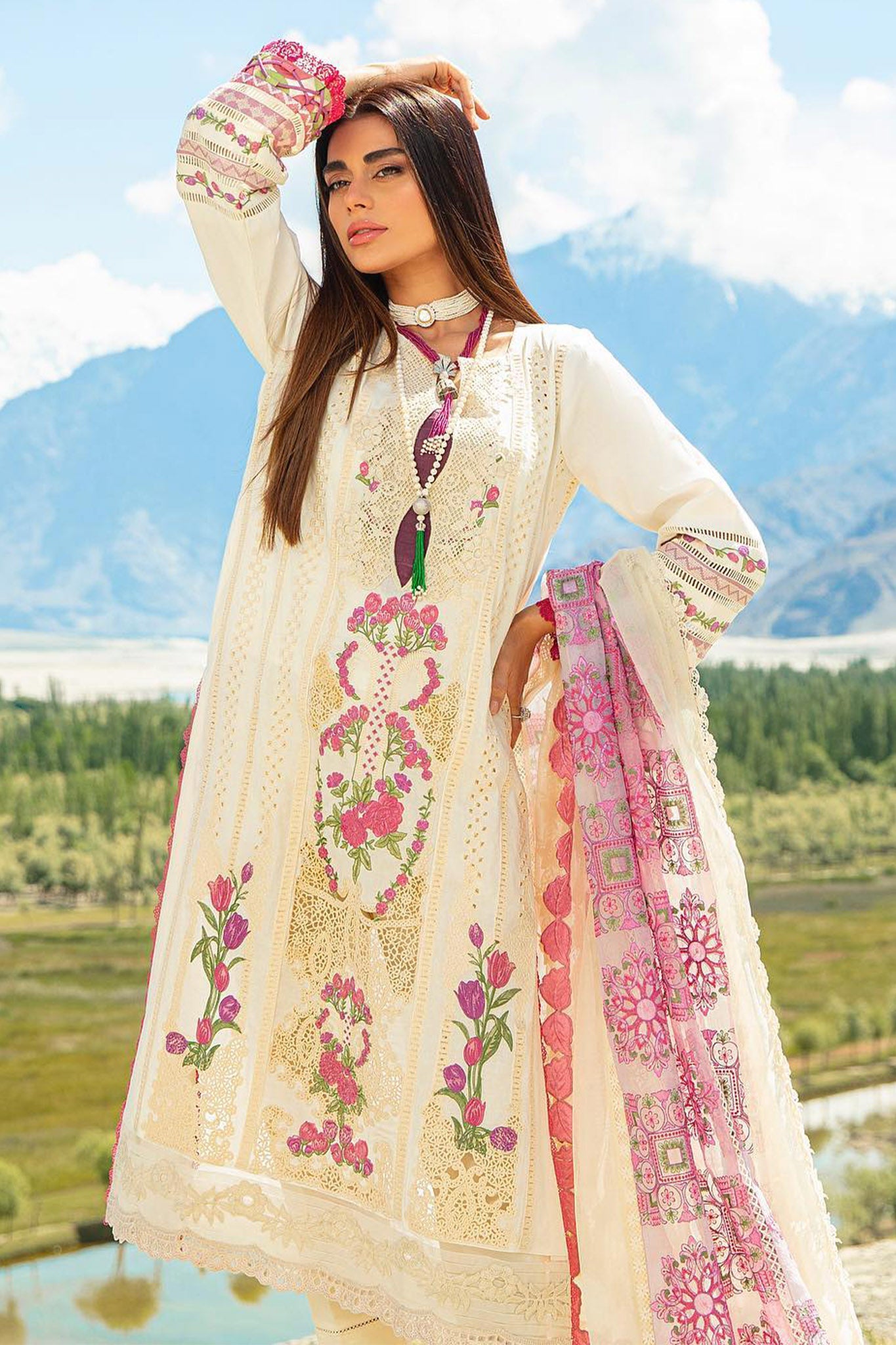 Maryam Hussain Unstitced 3 Piece Luxury Lawn Vol-02 Collection'2023-D-06