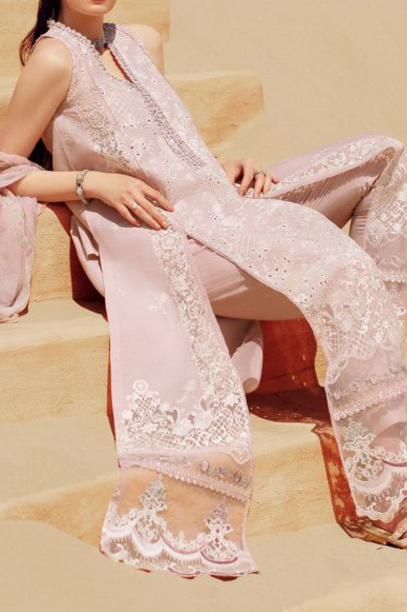 Noor Saadia Asad Unstitched 3 Piece Eid Handwork Laserkari Emb Lawn Collection'2024-D-07