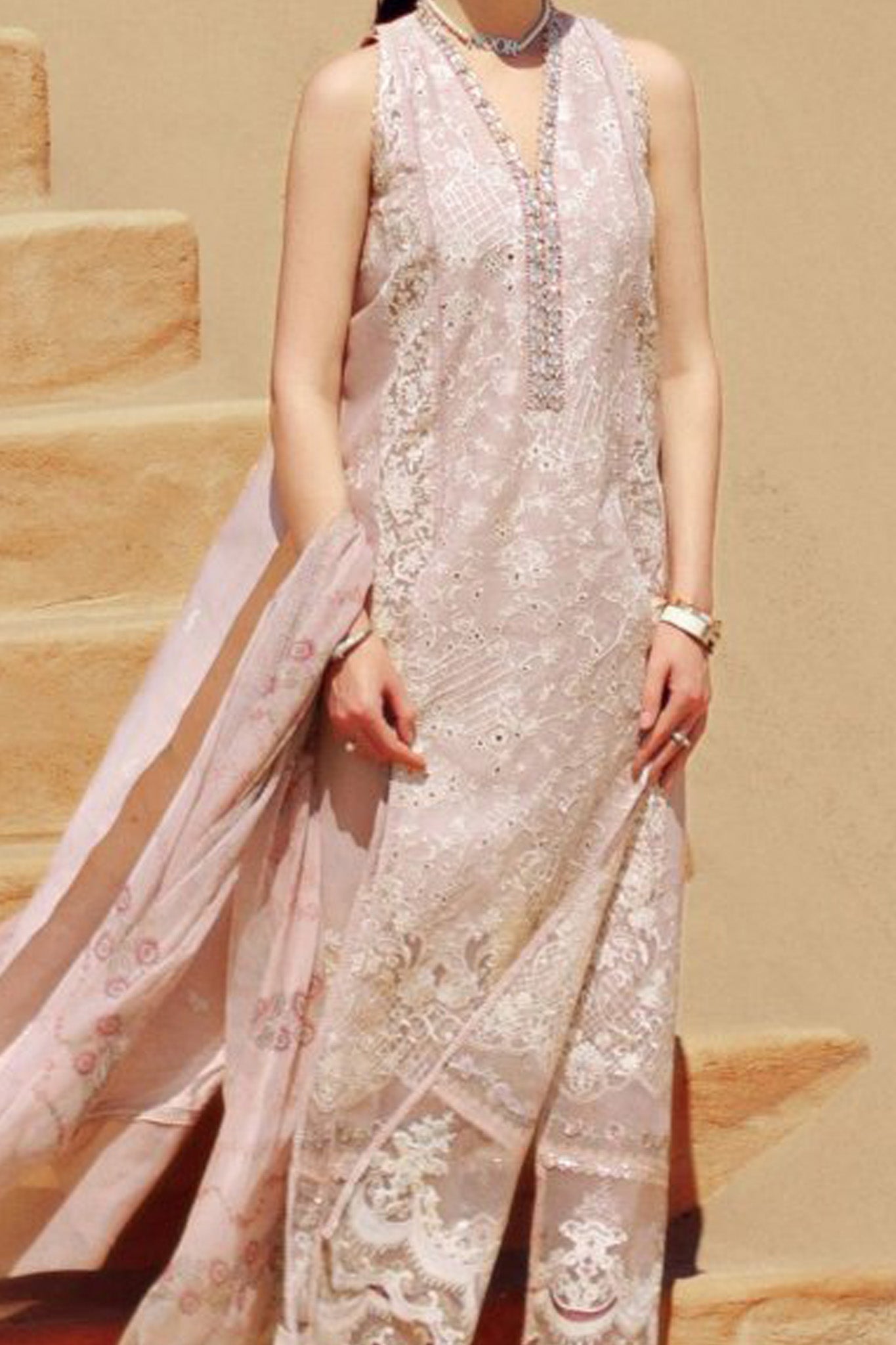 Noor Saadia Asad Unstitched 3 Piece Eid Handwork Laserkari Emb Lawn Collection'2024-D-07