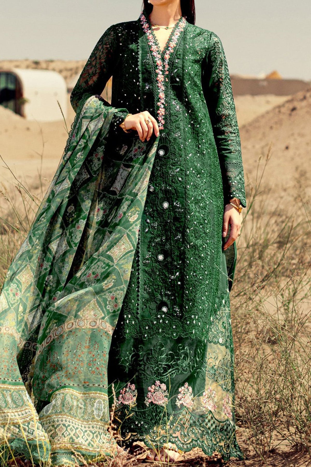 Noor Saadia Asad Unstitched 3 Piece Eid Handwork Laserkari Emb Lawn Collection'2024-D-08