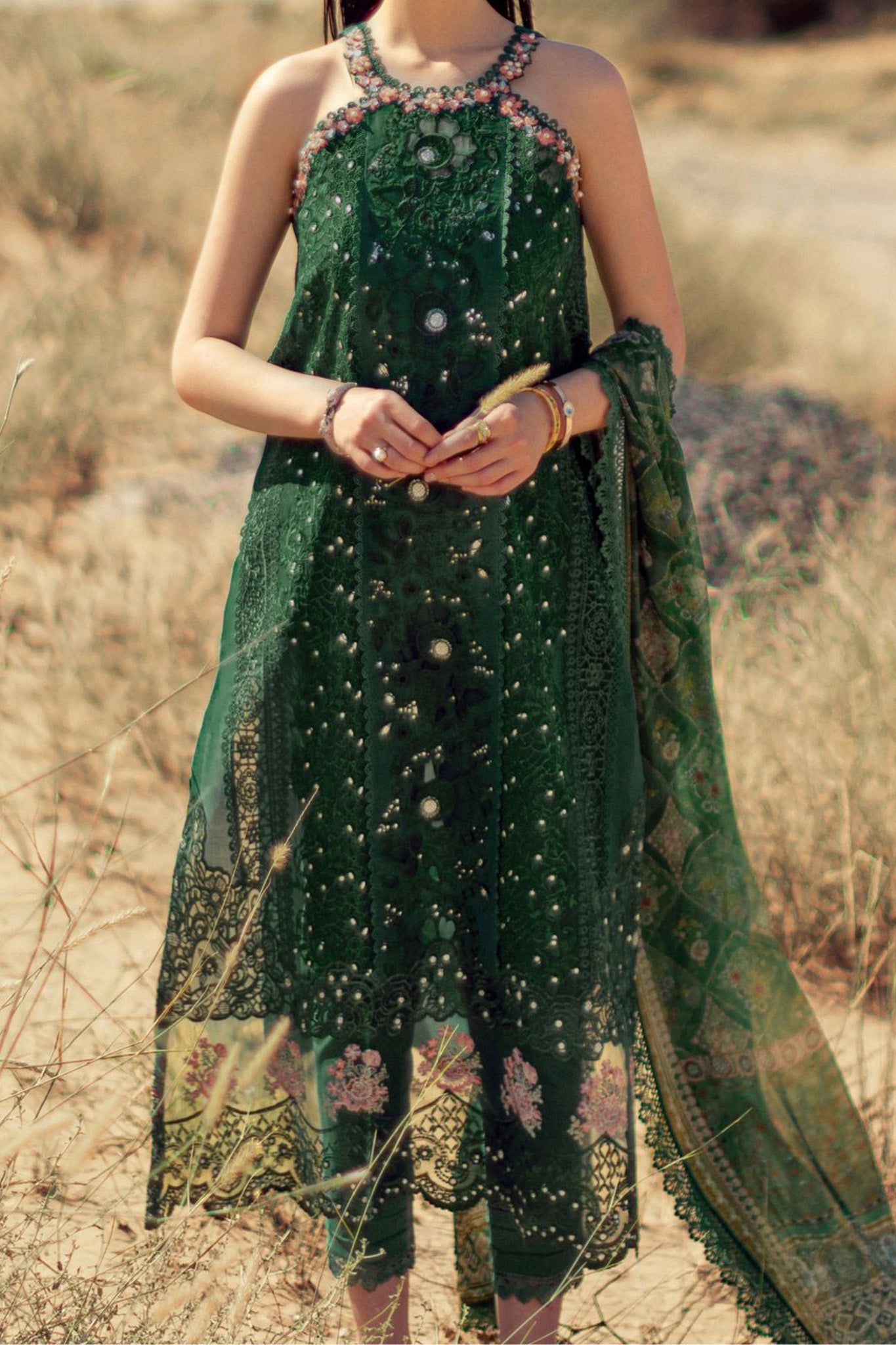 Noor Saadia Asad Unstitched 3 Piece Eid Handwork Laserkari Emb Lawn Collection'2024-D-08
