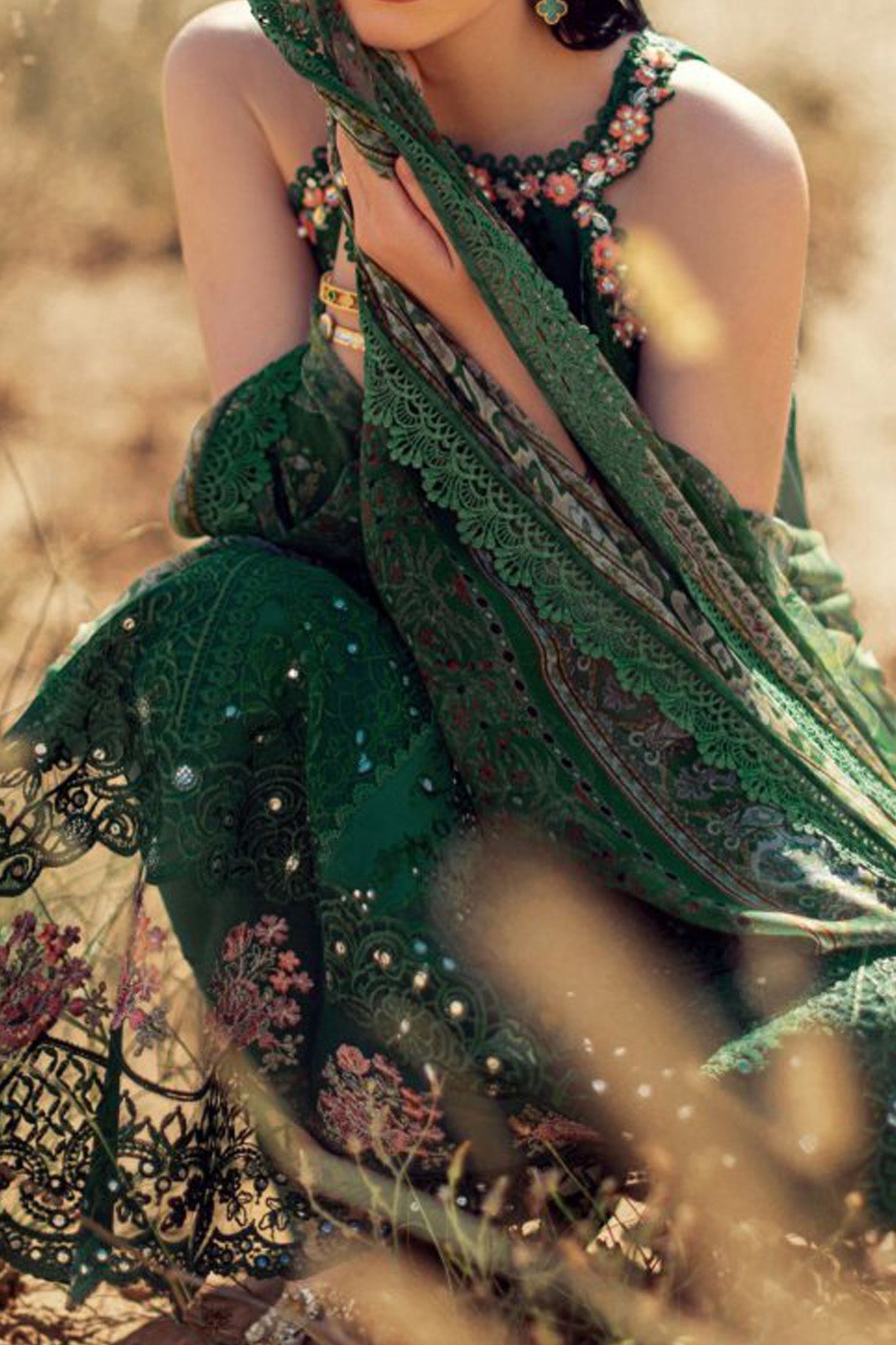 Noor Saadia Asad Unstitched 3 Piece Eid Handwork Laserkari Emb Lawn Collection'2024-D-08