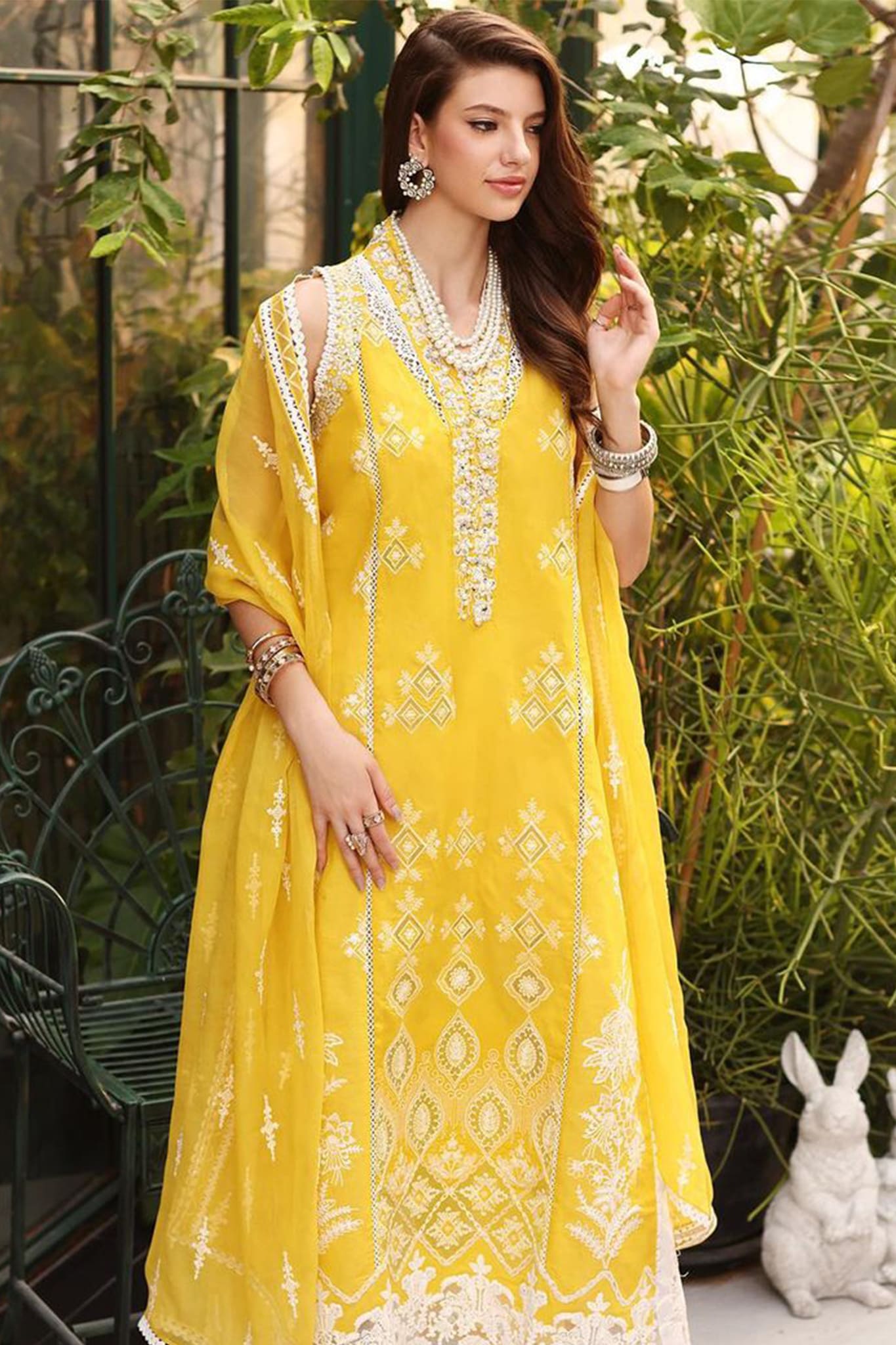 Noor by Saadia Asad Unstitched 3 Piece Handwork Laserkari Eid Lawn Collection'2023-D-08