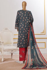 Bin Saeed Stitched 3 Piece Open Front Cutwork Kari Collection'2025-SM-2117-Navy Blue