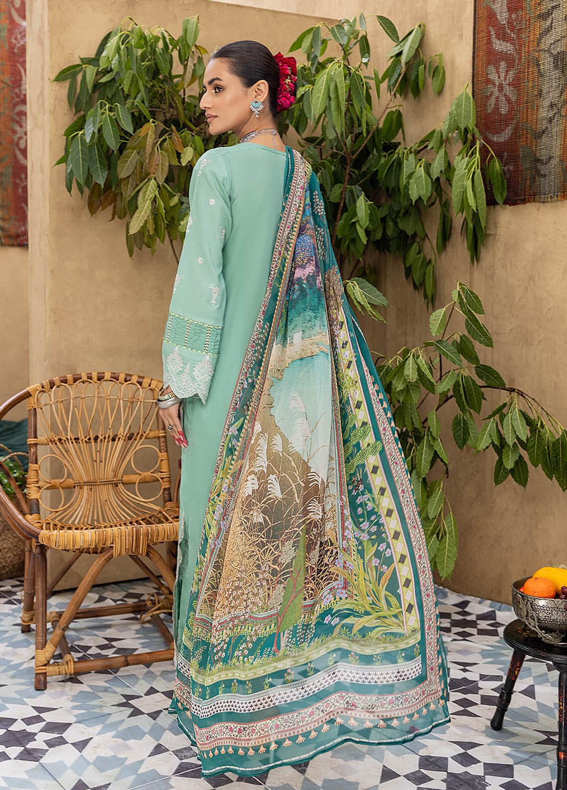Kastoori by Awwal Unstitched 3 Piece Emb Chikankari Collection'2023-D-10-Saffron