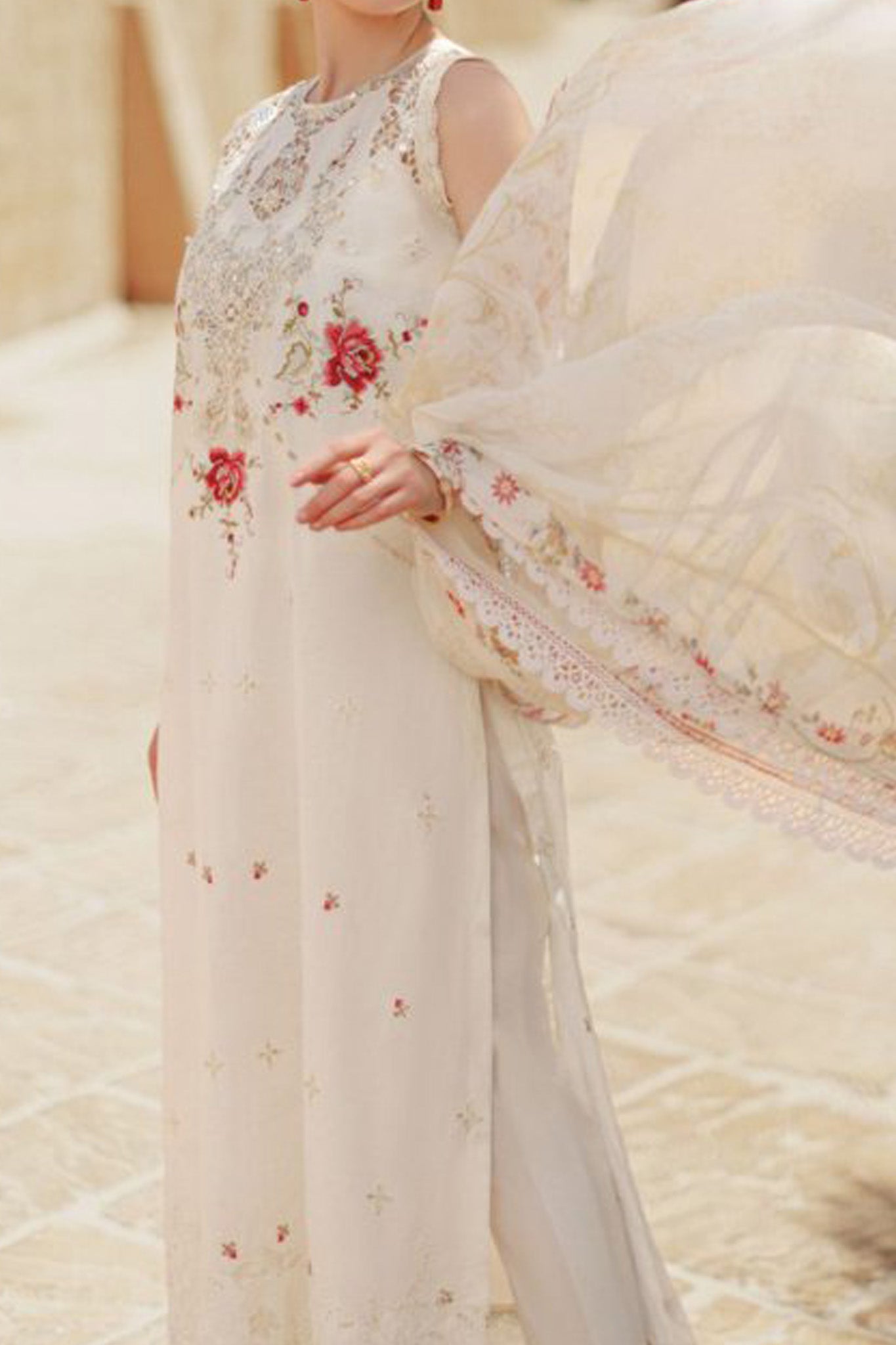 Noor Saadia Asad Unstitched 3 Piece Eid Handwork Laserkari Emb Lawn Collection'2024-D-09