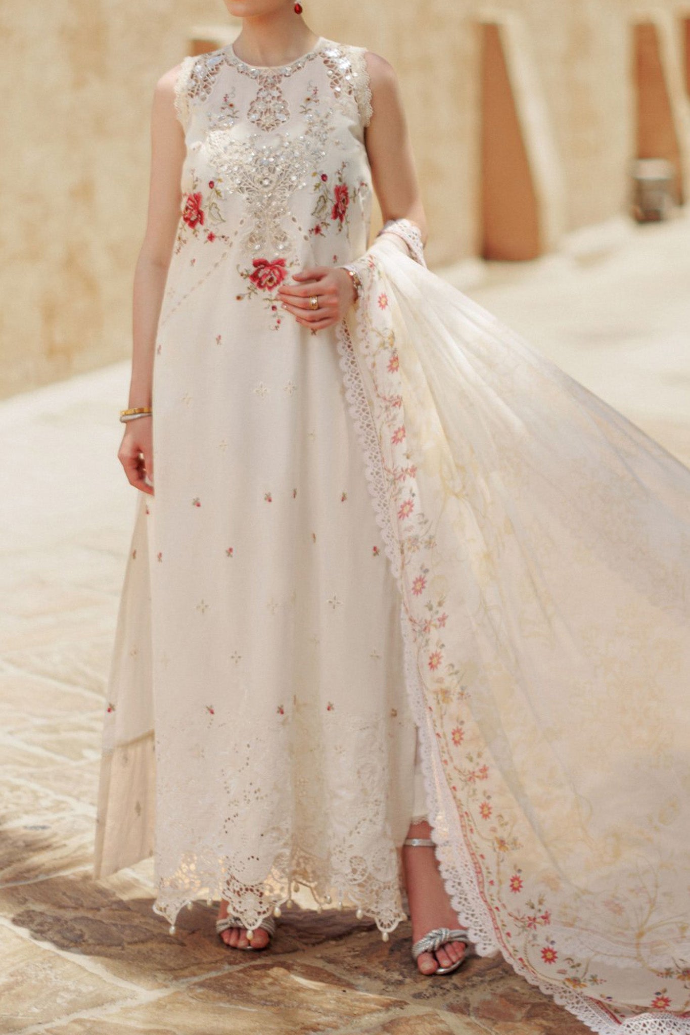 Noor Saadia Asad Unstitched 3 Piece Eid Handwork Laserkari Emb Lawn Collection'2024-D-09