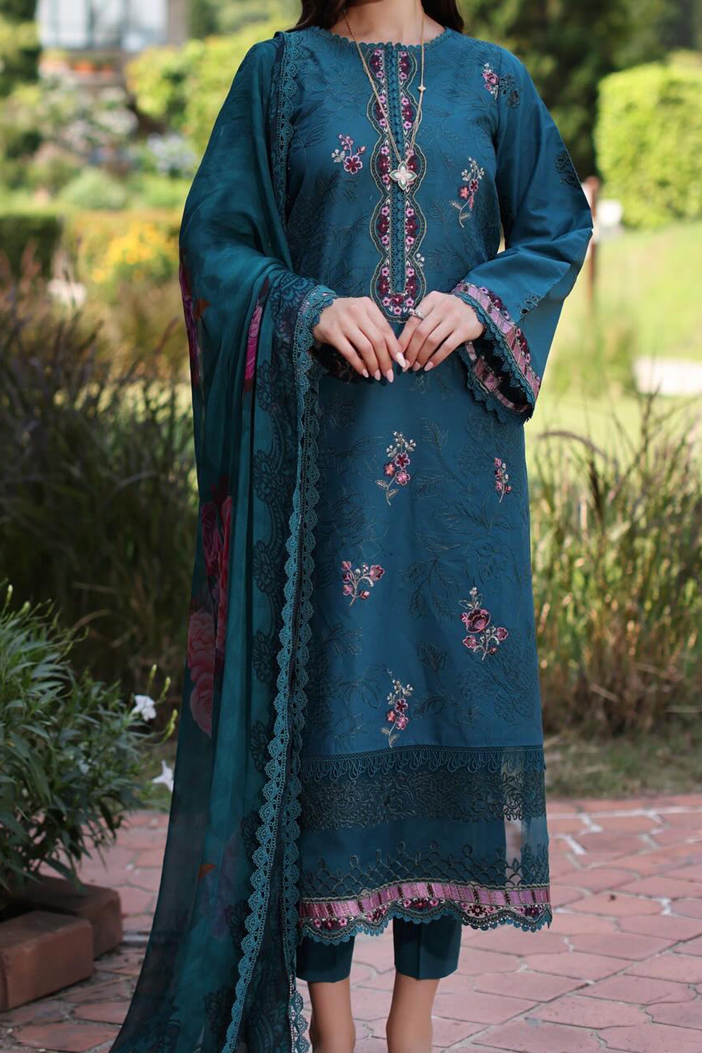 Eid Luxe Printkari By Noor Saadia Asad Unstitched 3 Piece Emb Lawn Collection'2024-D-09