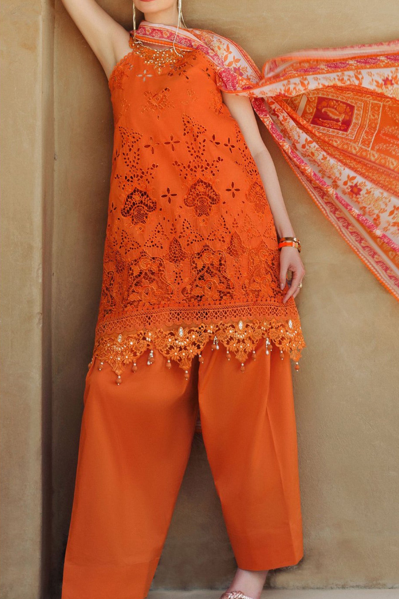 Noor Saadia Asad Unstitched 3 Piece Eid Handwork Laserkari Emb Lawn Collection'2024-D-11