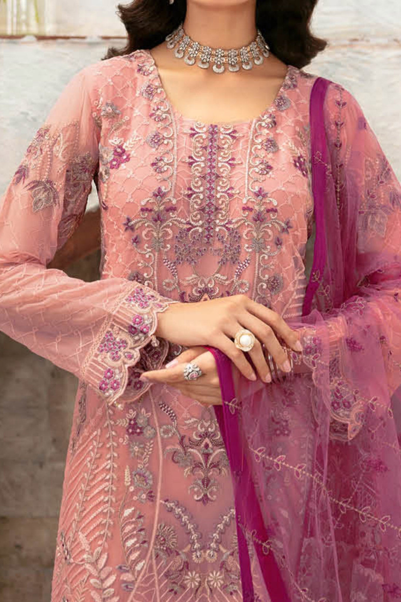 Rangoon By Ramsha Unstitched 3 Piece Luxury Emb Chiffon Vol-12 Collection'2024-D-1201