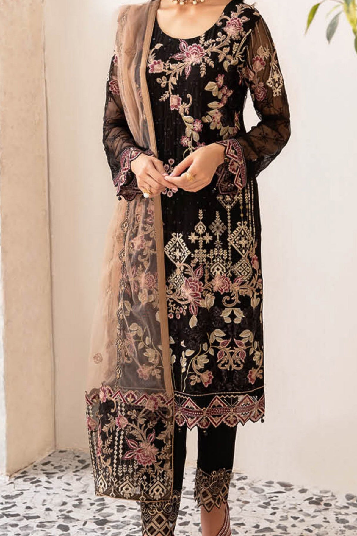 Rangoon By Ramsha Unstitched 3 Piece Luxury Emb Chiffon Vol-12 Collection'2024-D-1204