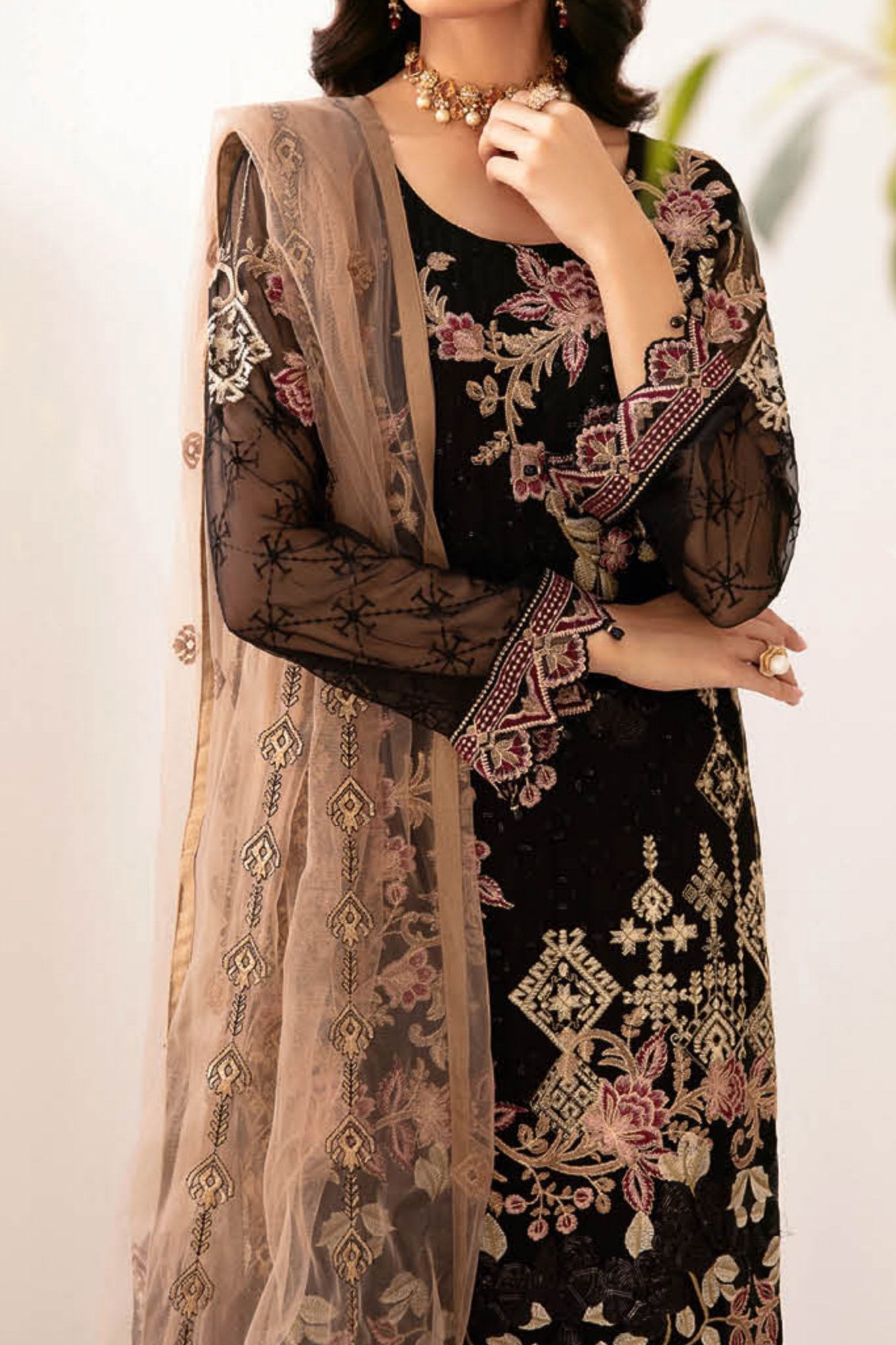 Rangoon By Ramsha Unstitched 3 Piece Luxury Emb Chiffon Vol-12 Collection'2024-D-1204