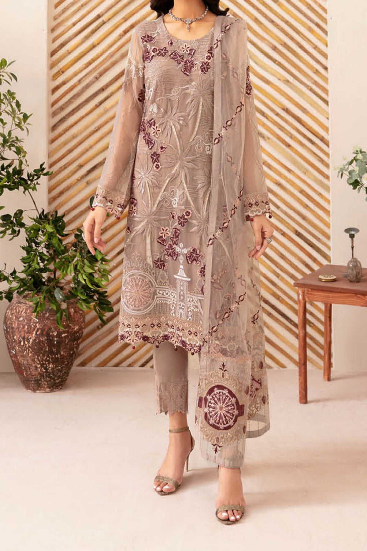 Rangoon By Ramsha Unstitched 3 Piece Luxury Emb Chiffon Vol-12 Collection'2024-D-1206
