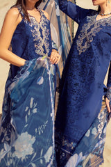 Noor Saadia Asad Unstitched 3 Piece Eid Handwork Laserkari Emb Lawn Collection'2024-D-12