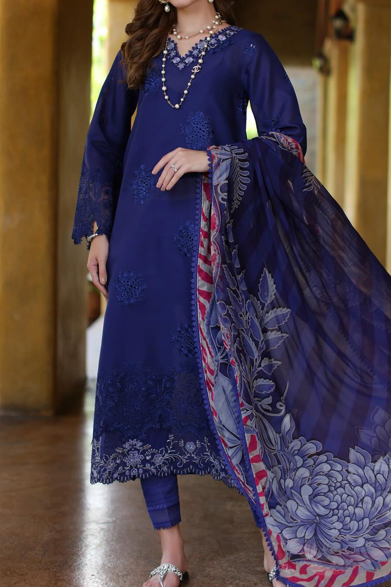 Eid Luxe Printkari By Noor Saadia Asad Unstitched 3 Piece Emb Lawn Collection'2024-D-12