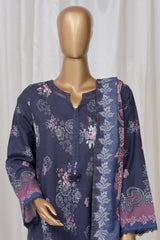 Sada Bahar Stitched 3 Piece Printed Khaddar Vol-02 Collection'2024-D-16-Blue