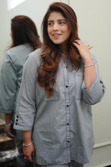Urban Cut 2 Piece Cotton Chambray Embellished  Co- Ord Set