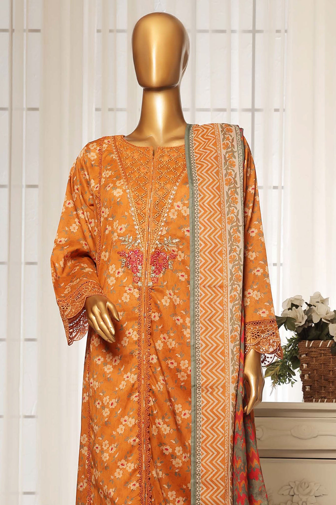 Sada Bahar Stitched 3 Piece Festive Emb Lawn Vol-01 Collection'2025-D-5313-Mustard