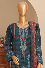 Sada Bahar Stitched 3 Piece Premium Emb & Printed Lawn Collection'2024-D-652-Dark Green