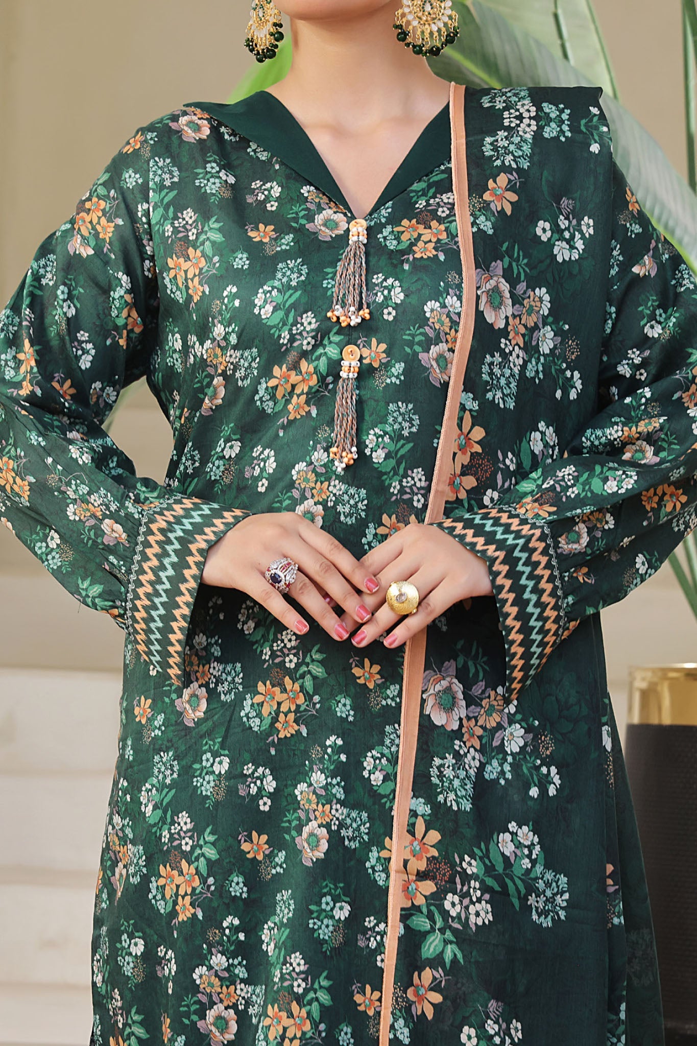 Aizal Stitched 3 Piece Printed Lawn Collection'2025-A-P-652-GREEN