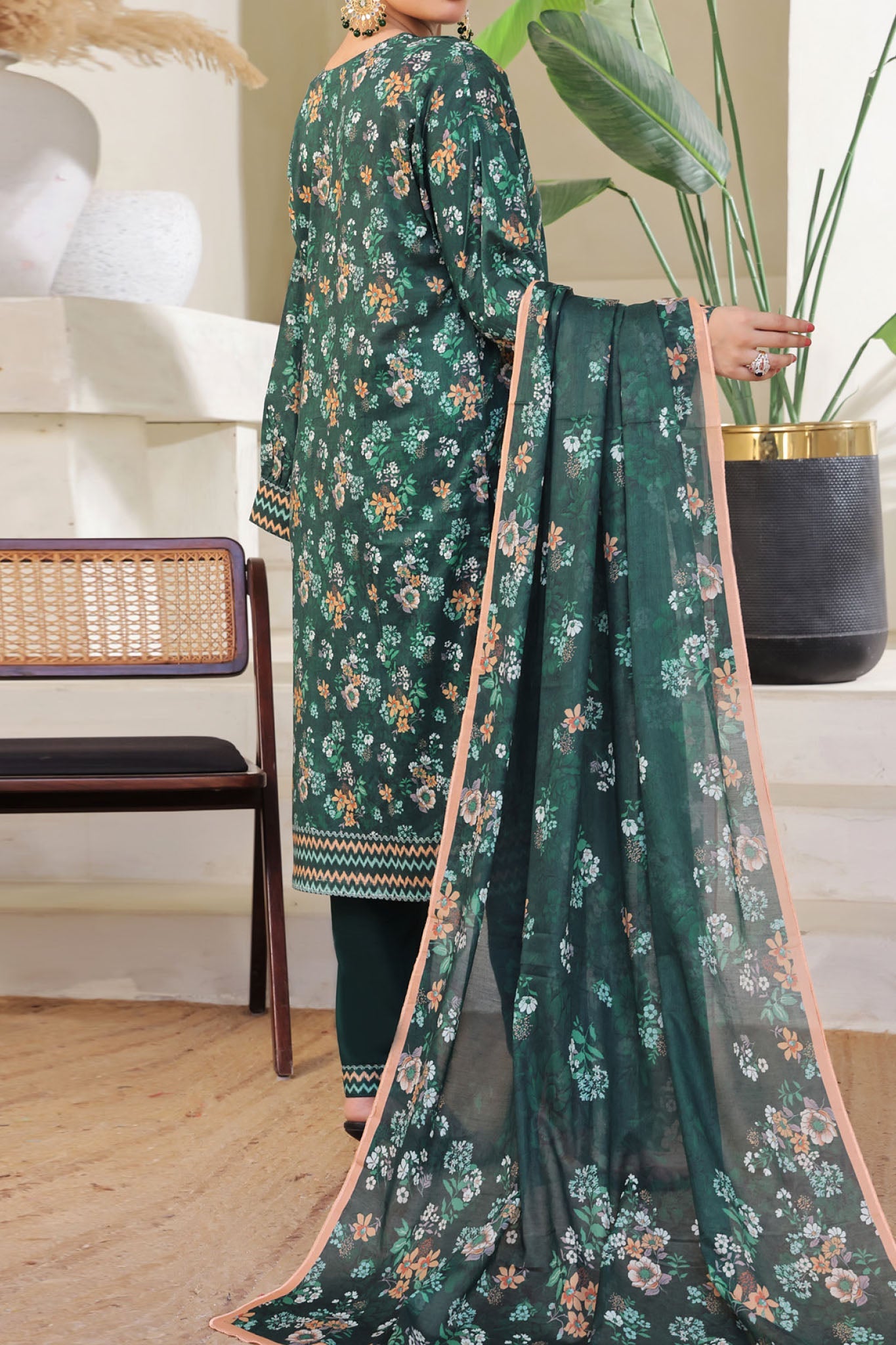Aizal Stitched 3 Piece Printed Lawn Collection'2025-A-P-652-GREEN